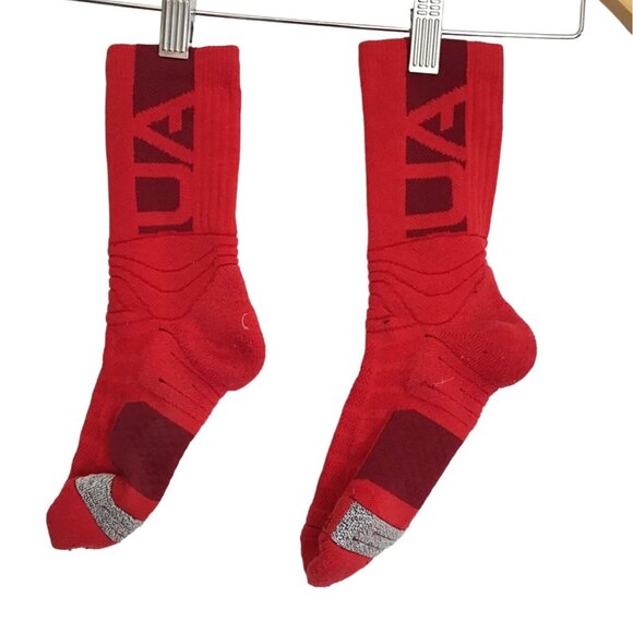 Under Armour Red Crew Socks Athletic Performance Compression Fit Size OS - Picture 3 of 5